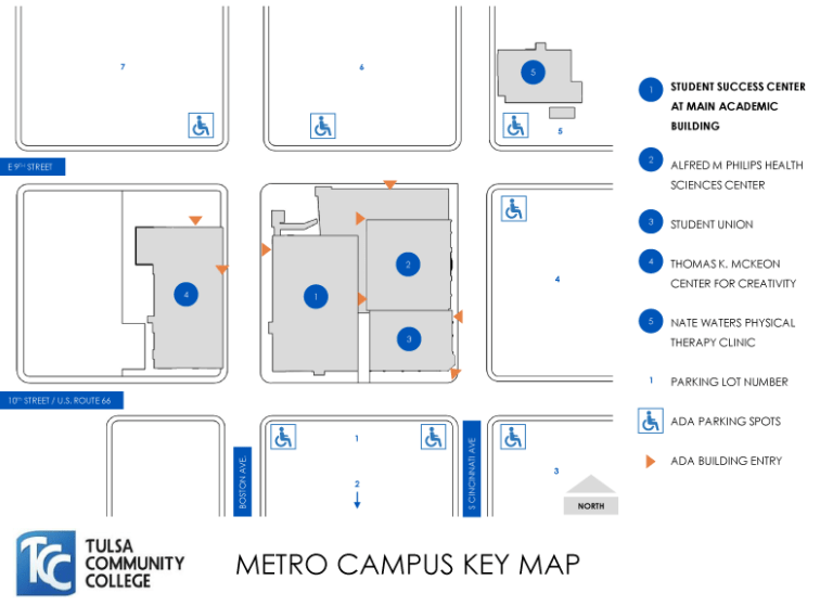 91Ӱ Metro Campus ADA Parking and Entry Map